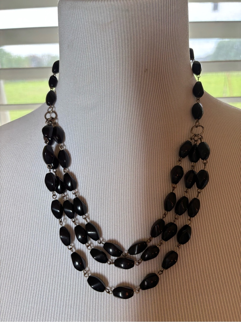 Black Multi-Strand Bead Necklace - Women Jewelry